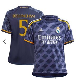Jude Bellingham 5 Real Madrid 2023-24 Away Youth Jersey – Navy Blue